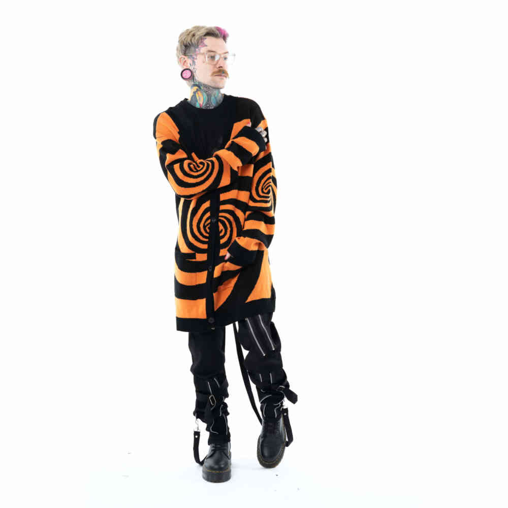 Vixxsin - Hypno Lange cardigan - Zwart/Oranje